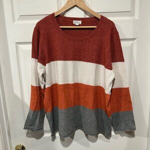 Market & Spruce Red, White, Orange, and Gray Sweater